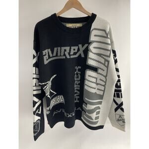 Vintage Avirex Sports USA Sweater Black White & Grey 2xl Nice Condition
